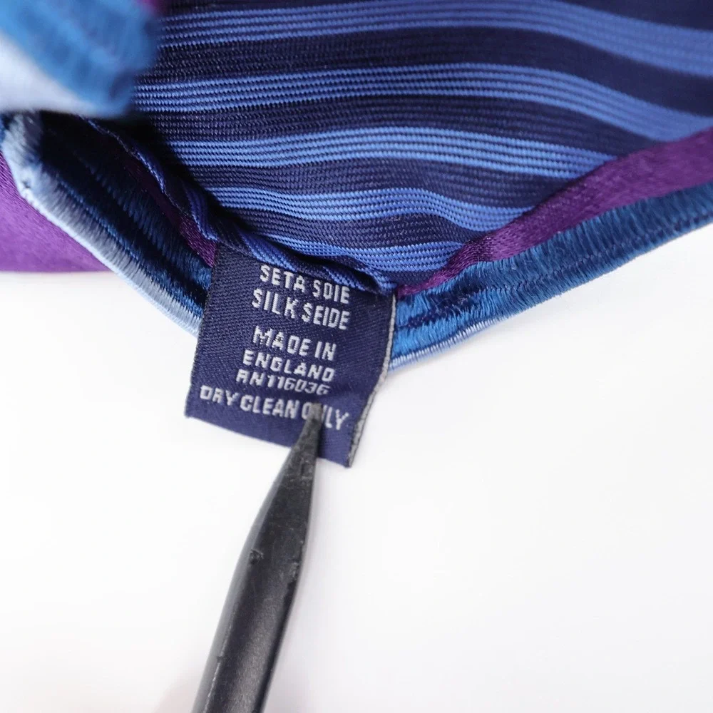 Charles Tyrwhitt Striped Silk‎ Necktie Purple Blue Mens Tie